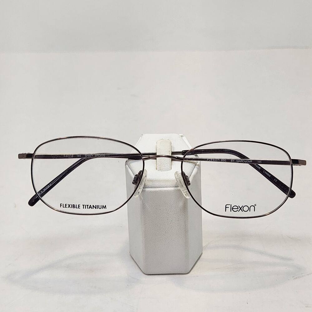 Flexon by Marchon 600 Shiny Brown Eyeglasses Frames Oval Flexible Titanium